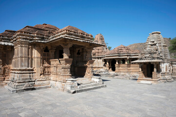 Beautifully carved temples in The Sahasra Bahu temple complex or Sasbahu Temples, Nagda, Rajasthan