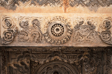 Carved ceiling of The Sahasra Bahu temples or Sasbahu Temples, Nagda, Rajasthan