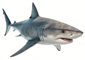 Fototapeta premium Powerful Tiger Shark Swimming Underwater Close up View Marine Wildlife Ocean Predator
