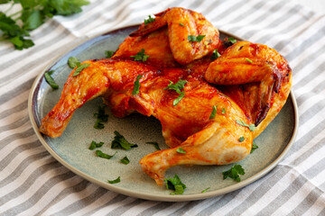 Healthy Homemade Spatchcocked Grilled Piri-Piri Chicken with Parsley