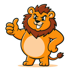 Fototapeta premium Mascot of cute lion. Thumbs-up. Cartoon. 