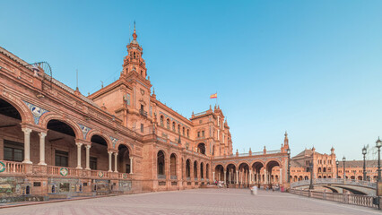 Fototapeta premium Plaza de Espana timelapse hyperlapse in Seville, Spain
