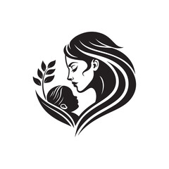 mother's day vector silhouette clip art illustration