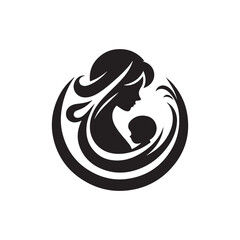 mother's day vector silhouette clip art illustration