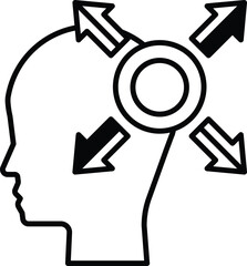 head with arrows pointing in different directions