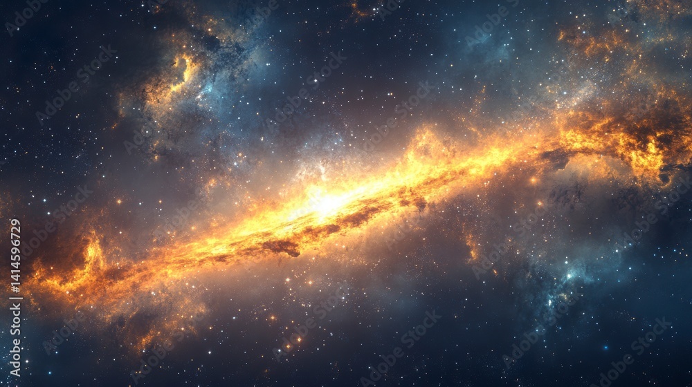 Poster Vibrant nebula with swirling gas and dust clouds in outer space.