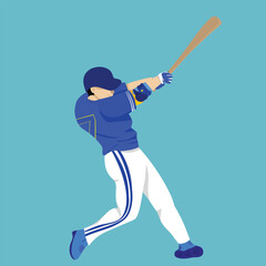 Obraz premium Baseball Batter Swing Pose Sports Athlete Man