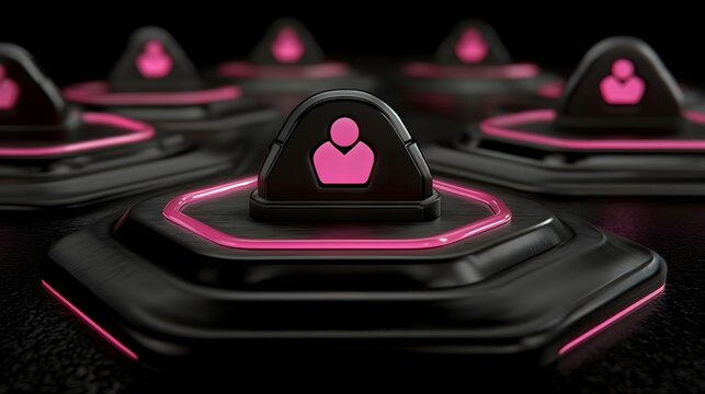 Dynamic glowing profile icons connected in a futuristic environment - Powered by Adobe
