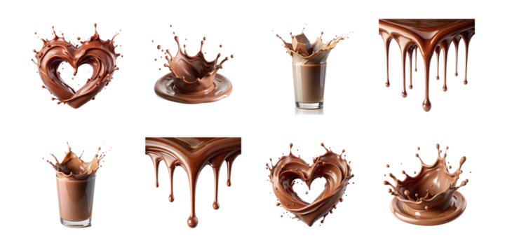 Coffee set and sweet chocolate on transparent background