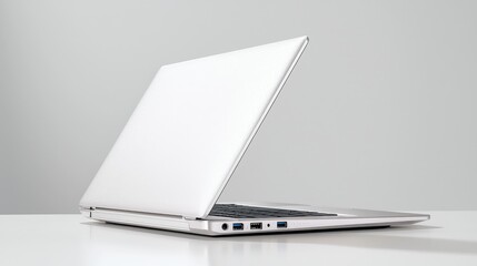 Sleek white laptop computer minimalist product shot modern technology device