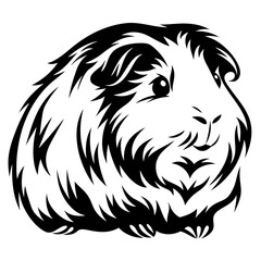 Fototapeta premium Monochrome Illustration of a Guinea Pig with Detailed Fur and Facial Features