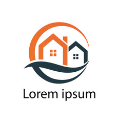 Modern Real Estate Logo with Houses and Circular Design.