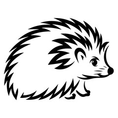 Obraz premium Stylized Black and White Hedgehog with Spines and Cute Facial Features