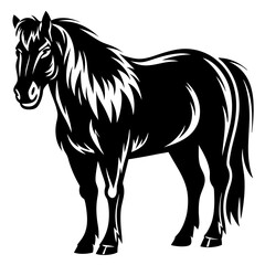 Elegant Black Stallion Illustration Depicting Strength and Majesty in a Minimalist Style