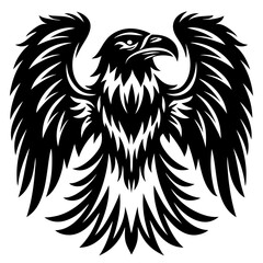 Majestic Black and White Eagle with Spread Wings, Emblematic Symbolism Artwork