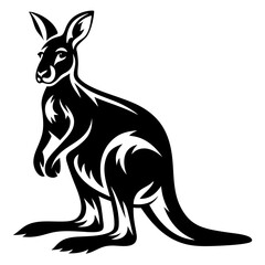 Stylized Kangaroo Silhouette in Black and White Design with Dynamic Feel