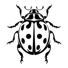 Ladybug Insect Creature Black and White Graphic with Spots and Antennae