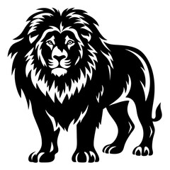 Majestic Lion Illustration with a Bold Black and White Aesthetic Design