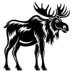 Majestic Moose Silhouette Standing Proudly Against a Plain White Background