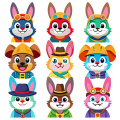 Cartoon animal avatars of rabbits and a fox