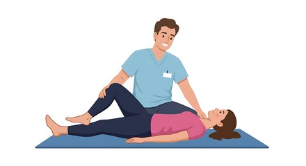 Doctor performs physical therapy on female patient for neck pain relief