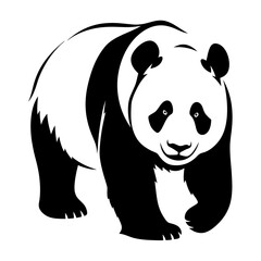 Simple and Stylish Panda Bear Graphic in Black and White Illustration