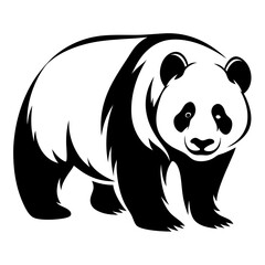 Monochrome Panda Bear Illustration with Strong Contrast and Expressive Style