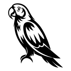 Elegant monochrome vector illustration of a parrot in a stylized design