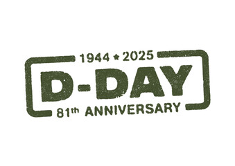 Vector illustration of the D-Day 81th Anniversary in green military ink stamp