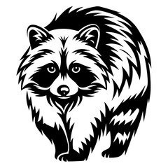 Black and White Raccoon Vector Illustration with Bold Graphic Style