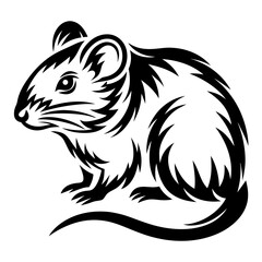 Stylized Black and White Silhouette Illustration of a Mouse in Profile