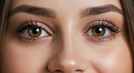 Naklejka premium Close-up of a beautiful woman's eyes, with clear smooth skin