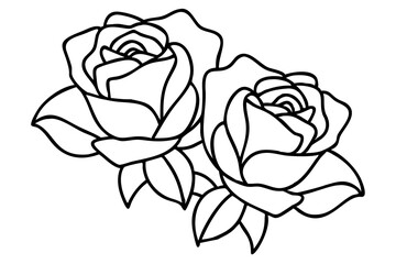 Two Roses Line Art Illustration for Floral Decor, Romantic Prints, Botanical Art
