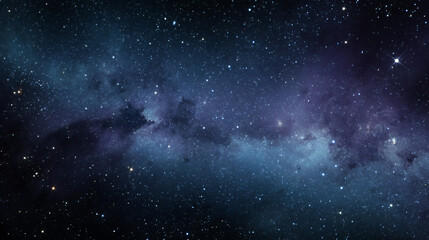 Obraz premium Cosmic Dreamscape: Blue and Purple Galaxy Clouds Swirling with Distant Stars in a Black Void, a Celestial Symphony of Color and Light. 