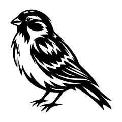 Stylized illustration of a small bird with intricate feather details design
