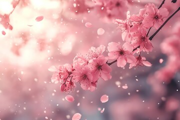 Cherry Blossom Trees in Soft Pink Bloom . Seasonal Bloom