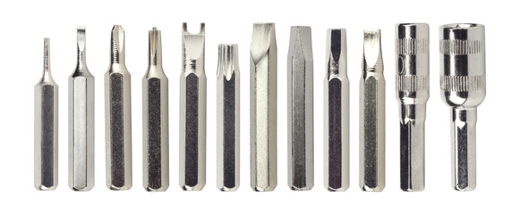 Set of replacement bit for  screwdriver isolated from background