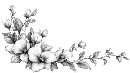 black and white background with flowers