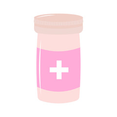 Obraz premium Medicine in a jar on white background. Flat Medicine Bottle Icon. Vector illustration.