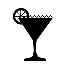 Minimalist black silhouette of a Daiquiri cocktail glass with lime wedge