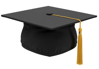 Isolated Graduation Cap with Gold Tassel