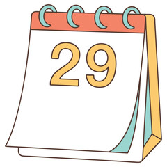 TwentyNine Day on Orange Teal Desk Calendar with White Background