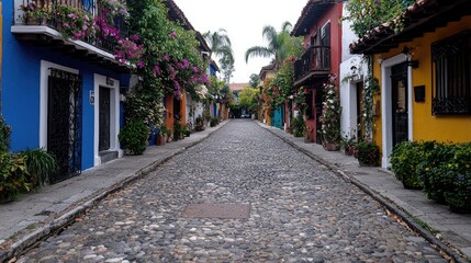 Obraz premium Colorful Colonial Street Scene