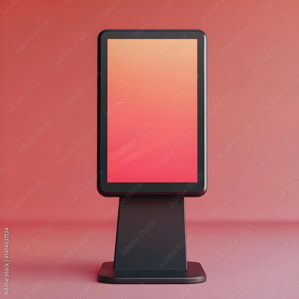 Poster interactive kiosk advertisement mockup modern design digital display studio environment front view