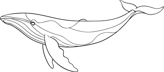 Obraz premium Artistic whale illustration in continuous line art with gentle wave textures, perfect for marine conservation graphics, ocean awareness campaigns, sea-inspired artwork, and creative nature branding