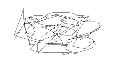 Abstract hand-drawn scribble line art representing chaotic movement  