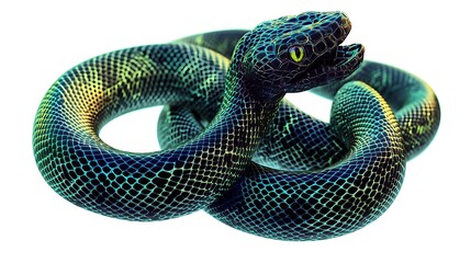 Fototapeta premium Green Snake Coiled with Isolated.