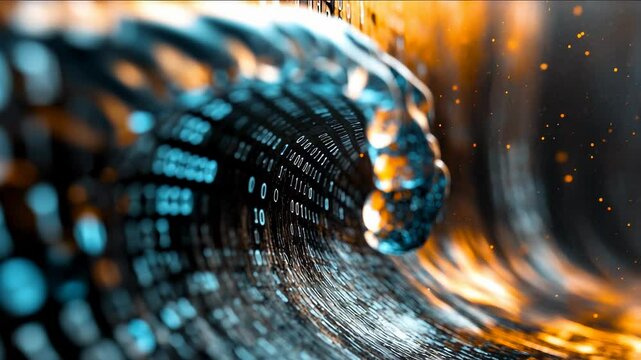 Flowing Binary Code in Digital Water