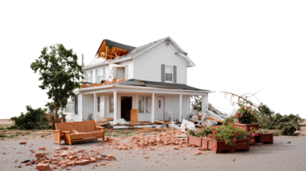 Devastation of The Storm: An up-close look at a damaged property after a severe weather event, revealing the impact of nature's fury.