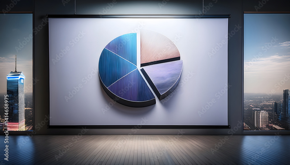 Poster Modern pie chart displayed in a sleek office setting